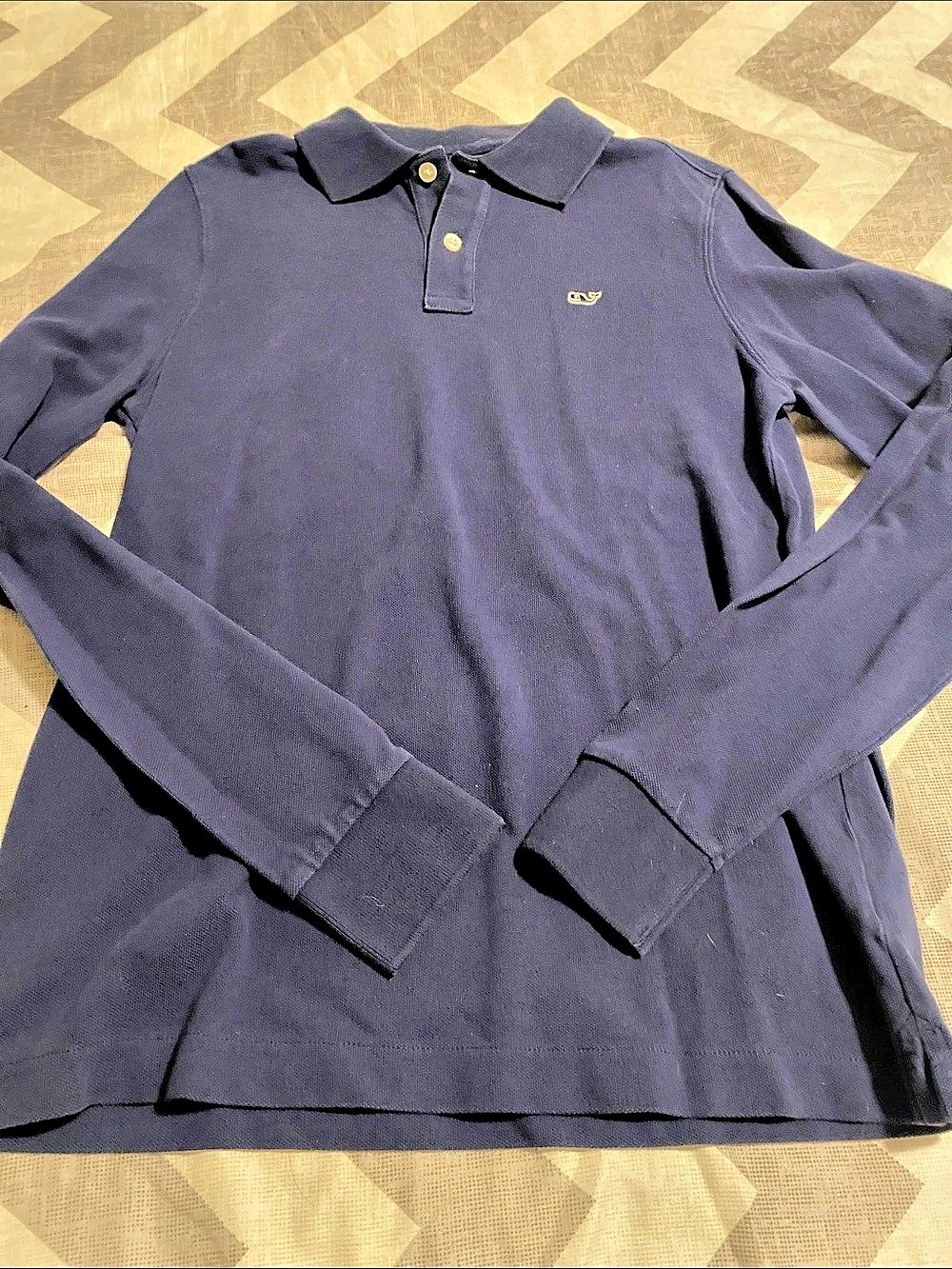 Vineyard Vines Long Sleeve Polo in Blue Size Medium